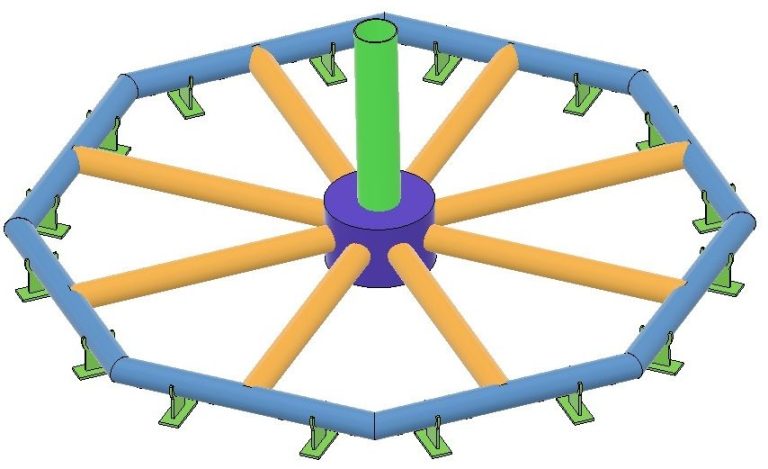 Octagon eel passage ring – 60 bottom holes Octagonal HDPE eel passage ring – 60 bottom entry holes, adjustable legs